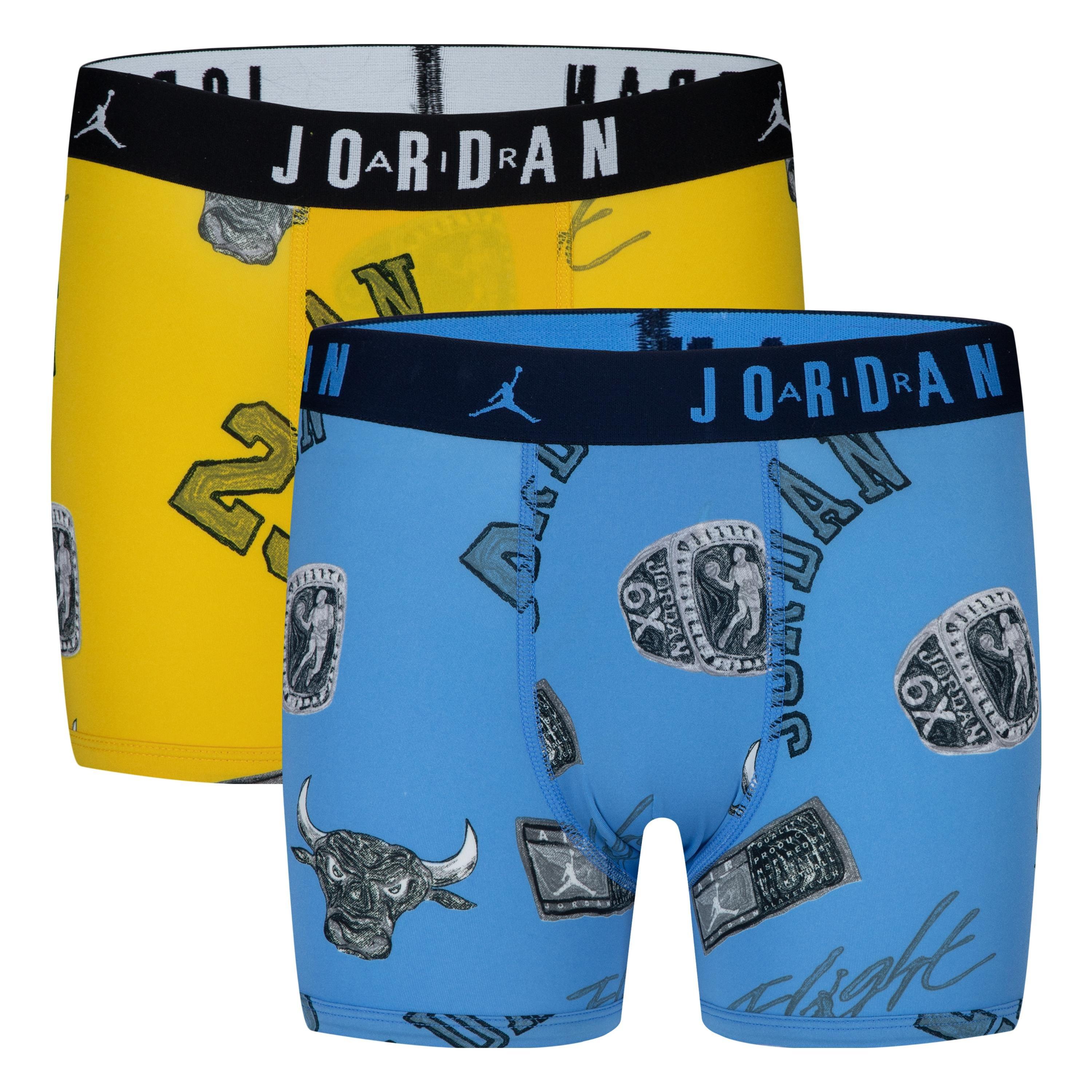 Jordan Big Kids' 2-Pack Printed Boxer Briefs - Blue/Yellow